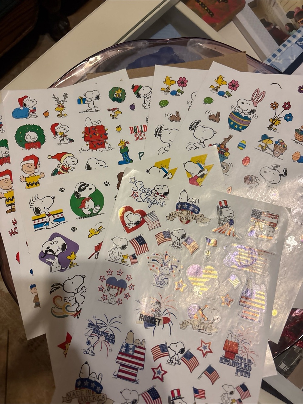 Vintage Current ~ Charlie Brown Snoopy Peanuts Stickers ~ 7  Sheets NOS